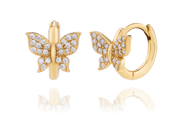 Pave Butterfly Huggie Earrings