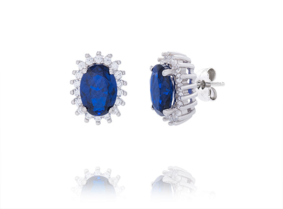 Celestial Halo Oval Stud Earrings