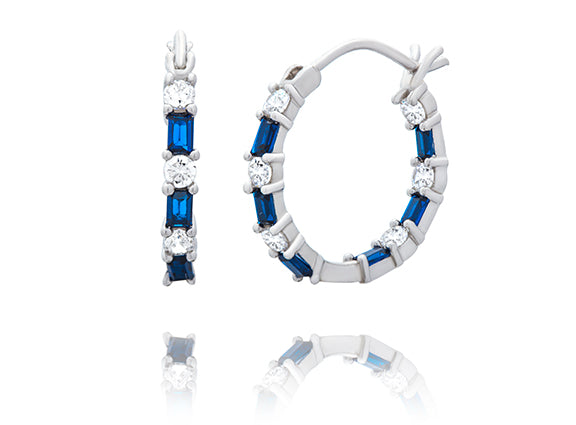 Azure Elegance Baguette Hoop Earrings
