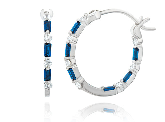 Hoop Earring with Blue Spinel Baguettes
