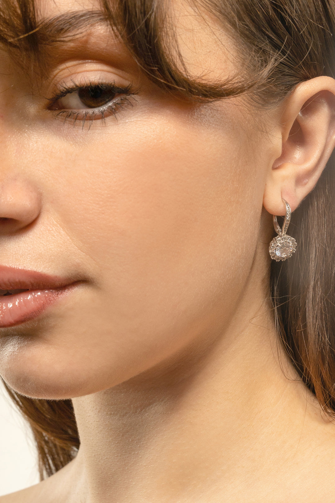 Contemporary Halo Leverback Earrings