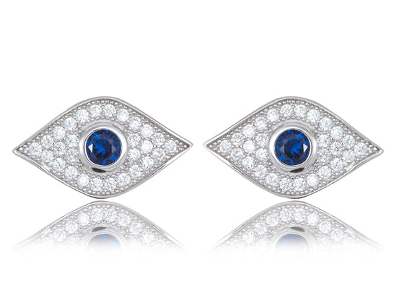 Azure Vigilance Evil Eye Stud Earrings