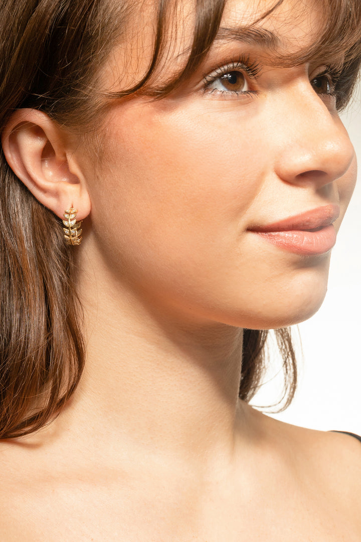 Leaf Motif Hoop Earrings