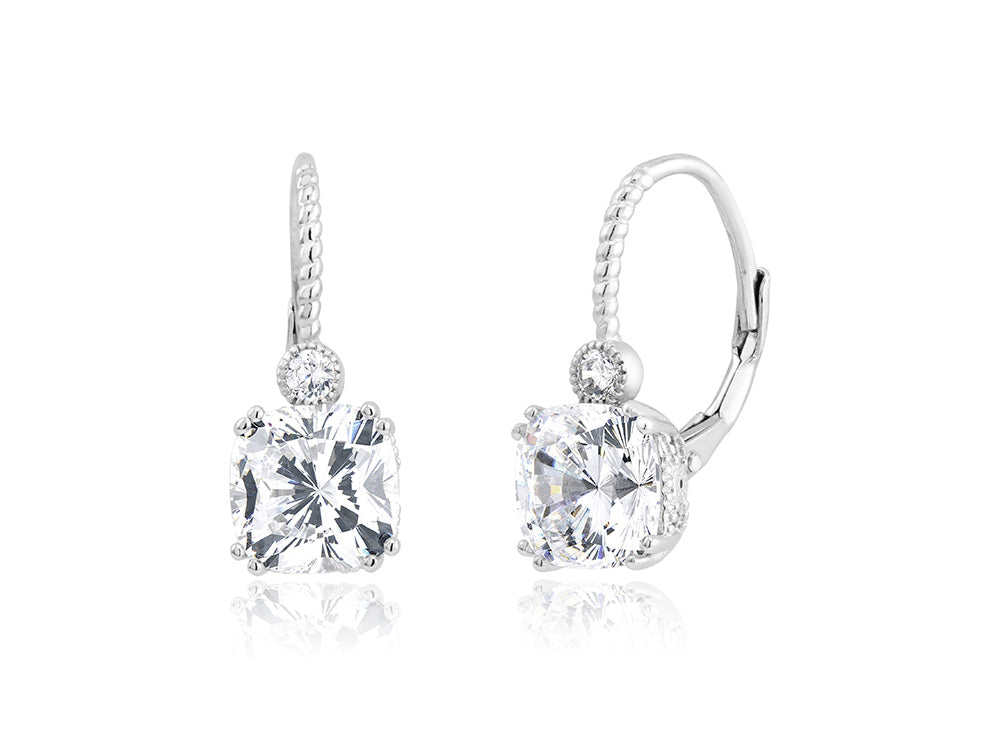 Asscher Cut Leverback Earring