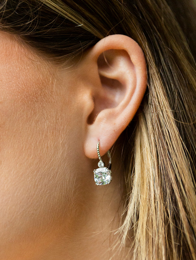 Asscher Cut Leverback Earring