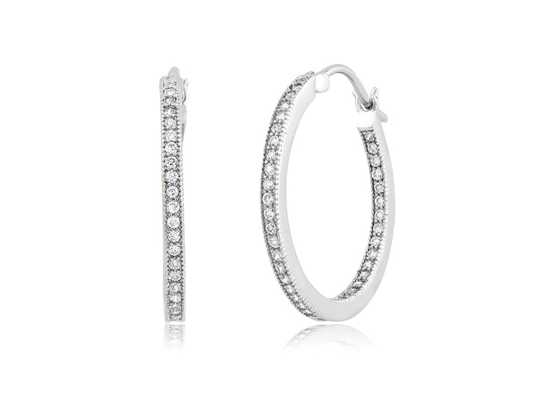 Inside Out Micro Pave CZ Hoop Earrings