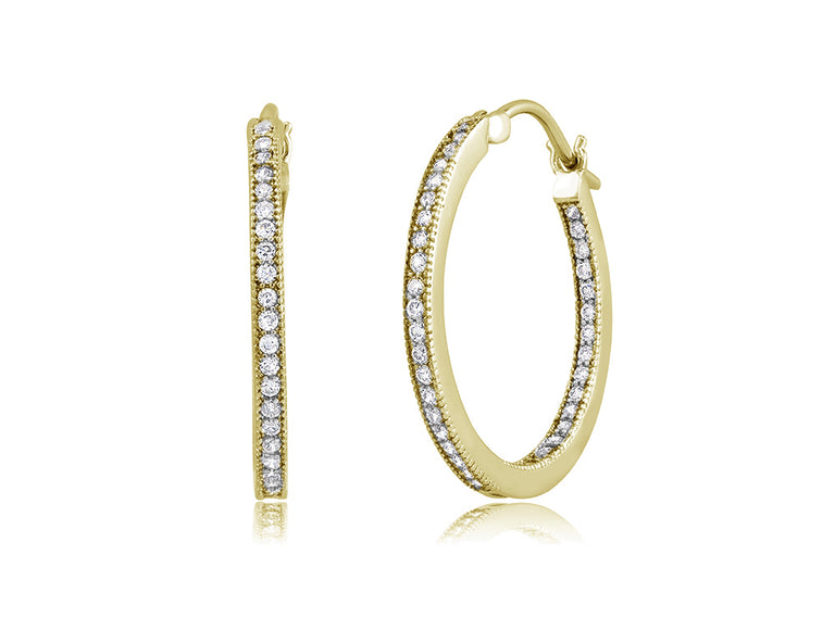 Inside Out Micro Pave CZ Hoop Earrings