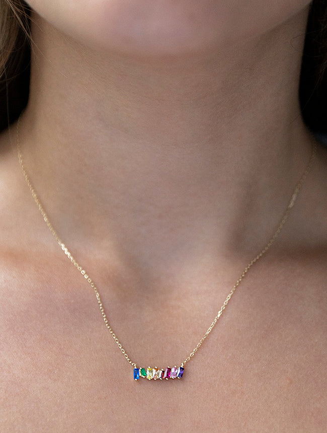 Rainbow Colored CZ Necklace