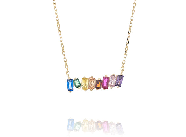 Rainbow Colored CZ Necklace