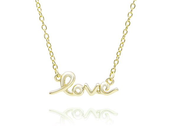 Gold Plate Over Sterling Silver High Polish Love Necklace