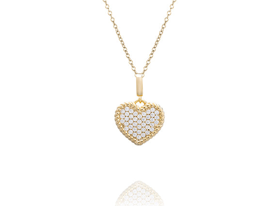 Golden Pave Heart Pendant Necklace