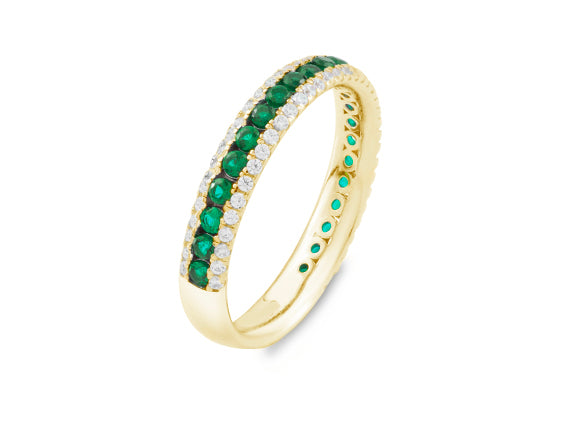 Green and white Pave Ring
