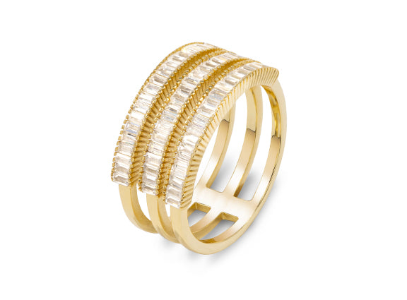 Three Band Stackable Baguette Ring