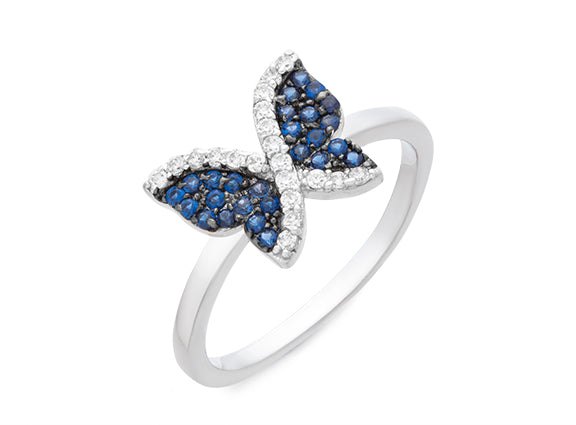 Blue Crystal Butterfly Ring