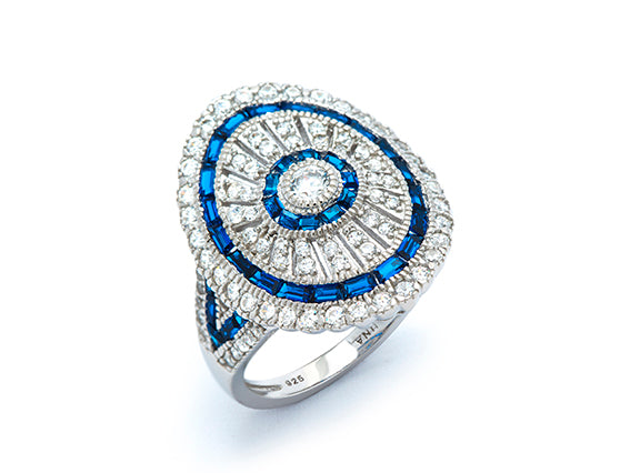 Art Deco Double Halo Sapphire Elegance Ring