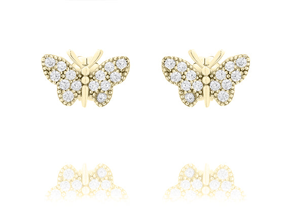 Pave CZ Butterfly Stud Earring