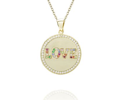 Rainbow CZ Zirconia Love Necklace