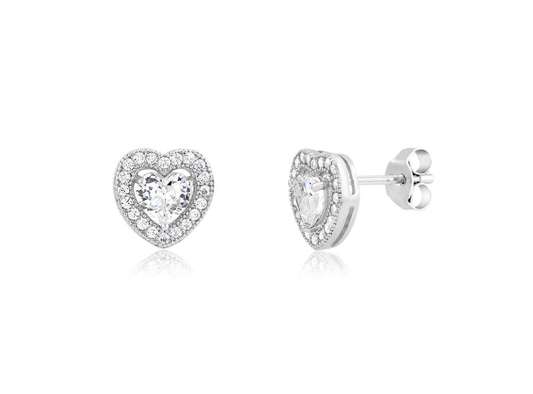 Heart Halo Stud Earrings