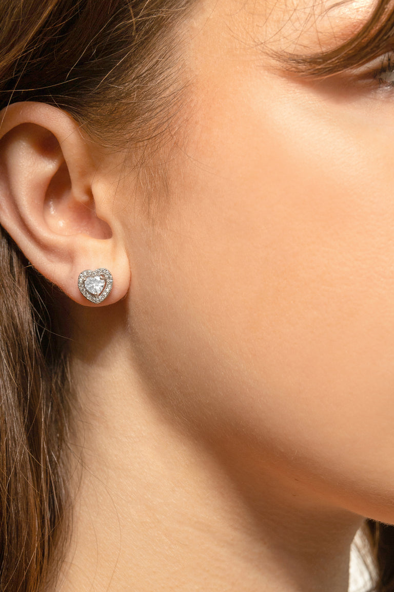 Heart Halo Stud Earrings