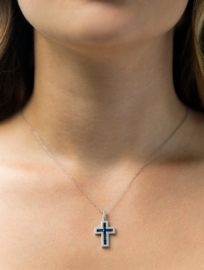 Art Deco Cross Pendant on 18" Chain