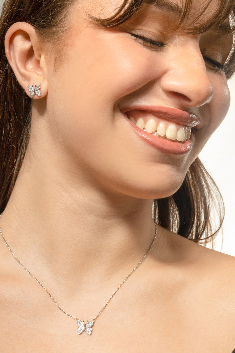 Pave Butterfly Stud Earrings
